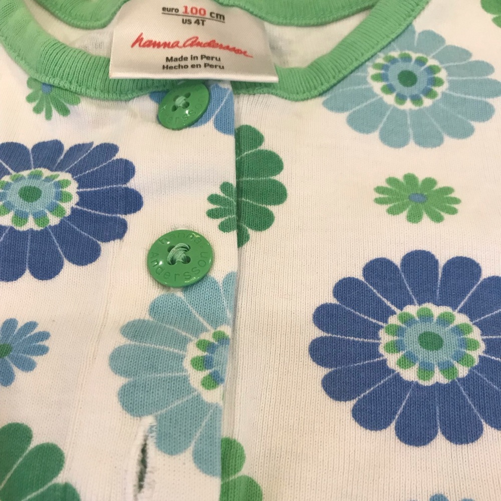 Hanna Anderson Set- Green and blue floral- size 4T - Picture 2 of 4